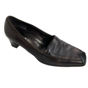 ARA Heeled Brown Leather Loafers size 5